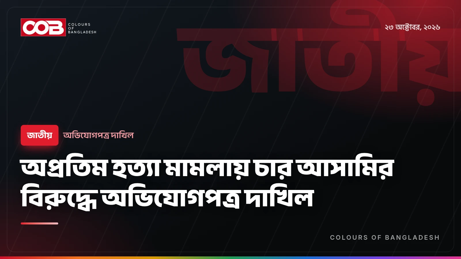 অপ্রতিম হত্যা মামলায় চার আসামির বিরুদ্ধে অভিযোগপত্র দাখিল